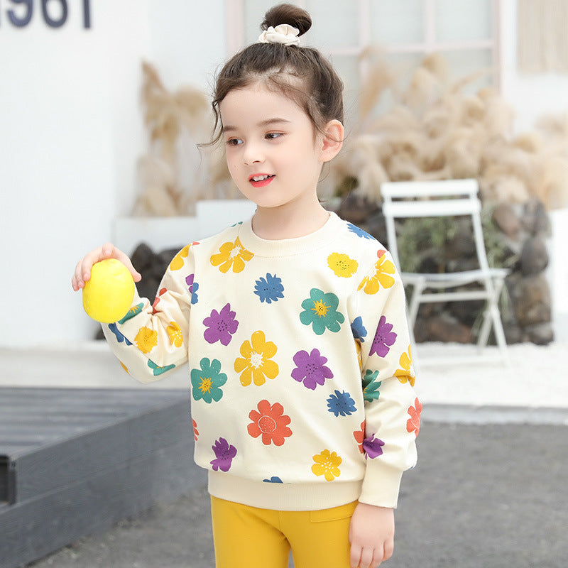 Children's Clothing Girls' Round Neck Sweater Baby Girls' Western Style Pullover