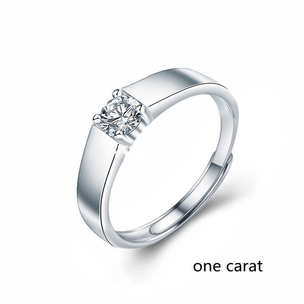 Sterling Silver Men's White Gold Moissanite Ring