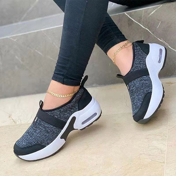 Flying Woven Elastic And Velcro Decoration Casual Sneakers