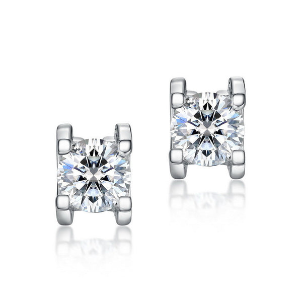 Simple Moissanite Bull Head Sterling Silver Stud Earrings For Women's Wedding