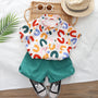 Summer Short-sleeved Suit Printed Shirt Shorts Two-piece Suit