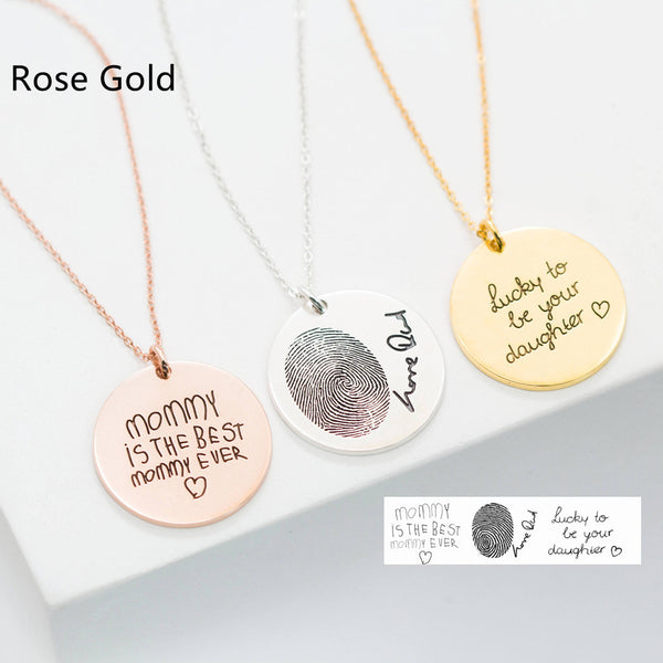 Silver Personalized Custom Lettering Love Fingerprint Letter Name Necklace