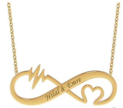 8-character Infinity Cardiogram Lettering Necklace Female