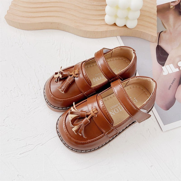 British Style Little Girl Leather Shoes Soft Bottom Baby Doug Single-layer Shoes Female