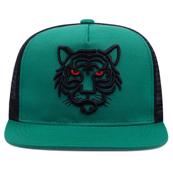 Flat Brim Tiger Head Men's Plus Size Baseball Cap