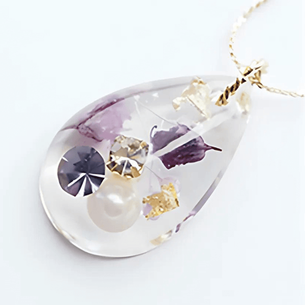 Personalize Blooming Moment Birthstone Necklace with Dried Flowers and Pearls