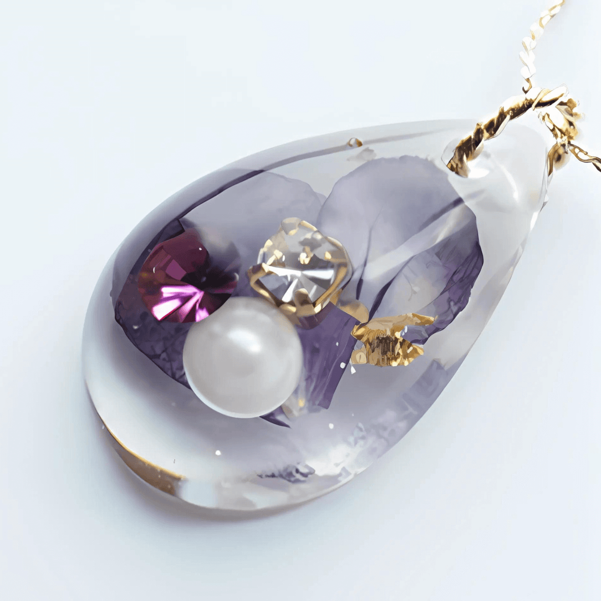 Personalize Blooming Moment Birthstone Necklace with Dried Flowers and Pearls