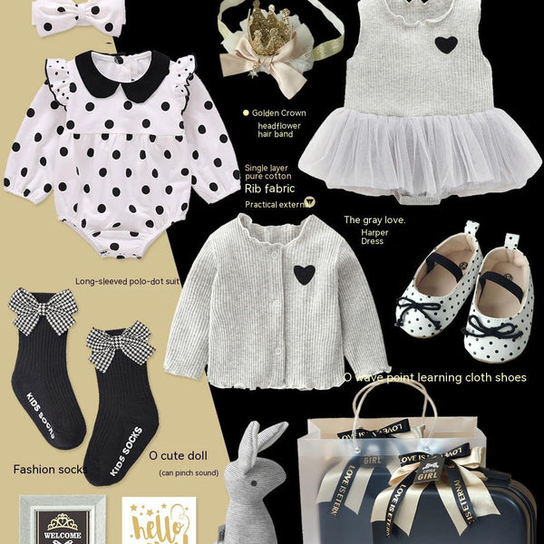 Baby Gift Package Little Princess Black Gold Dress Polka Dot Set