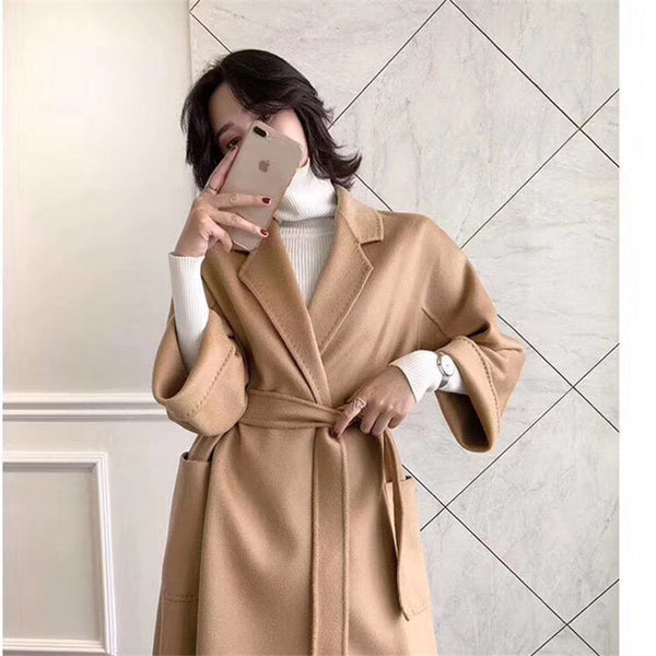 Water Ripple Cashmere Women's Long Reversible Cashmere Coat