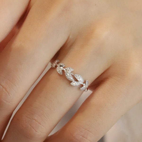 Sterling Silver Stackable Branches Moissanite Ring Women