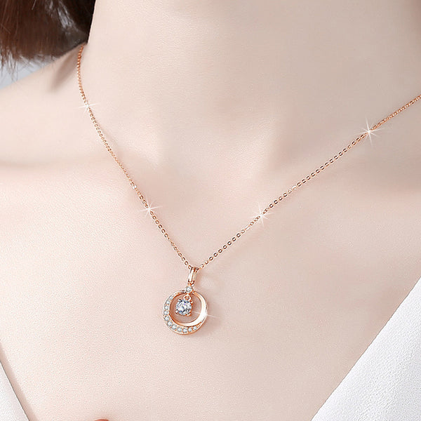 Women's Fashion Light Luxury 18K Rose Gold Moissanite Necklace