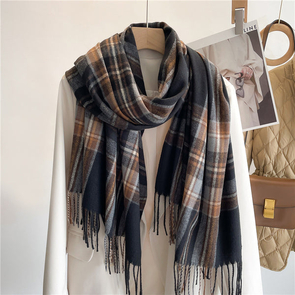 Cashmere Faux Cashmere Scarf Winter Plaid All Match