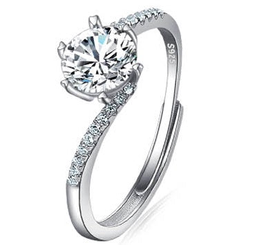 Platinum Diamond Ring Moissanite Ring D Color 1 Carat Opening