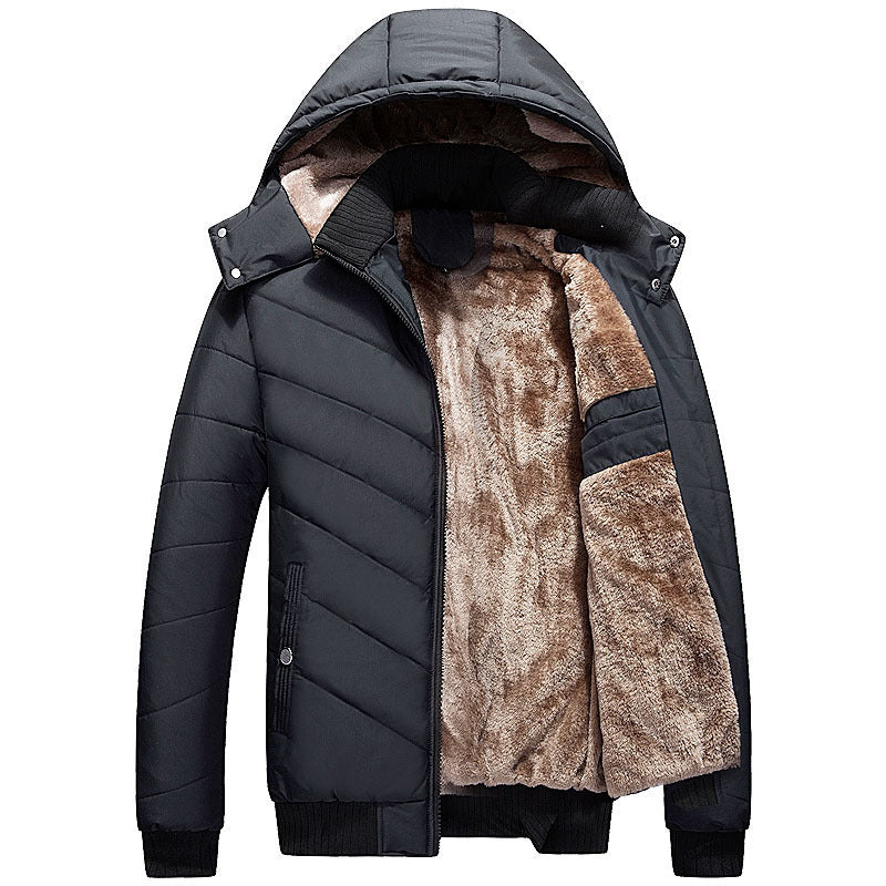 New Men's Hooded Fleece Padded Down Jacket