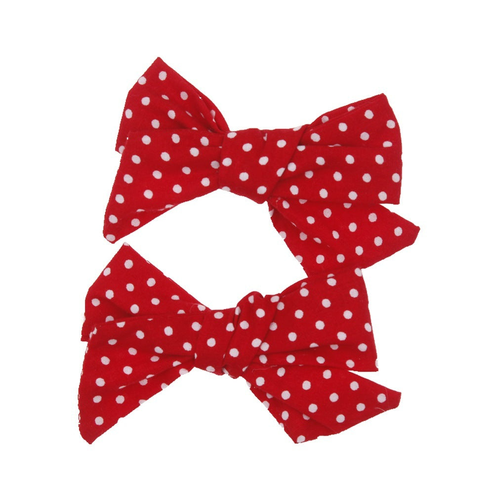 Baby Children's Cloth Soft Nylon Bow Barrettes Two-piece Set