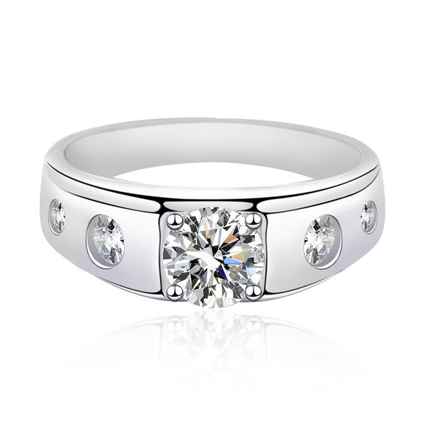 Moissanite Rhinestone Ring Women's Sterling Silver Temperamental Minority Fashion Ring