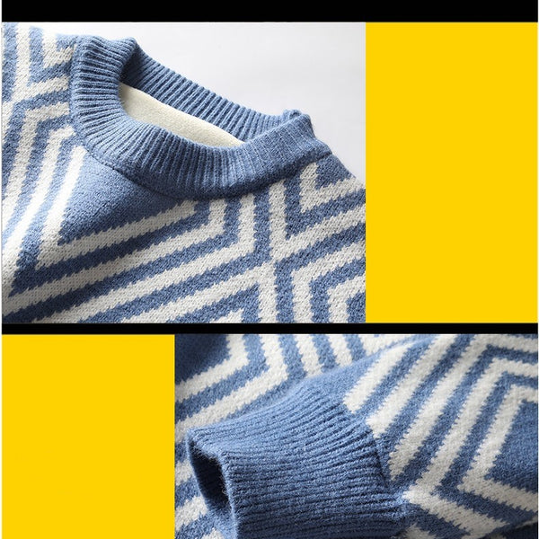 Round Neck Cashmere Sweater Men's Knitted