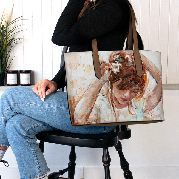 Angel Canvas Vegan Leather Tote Bag