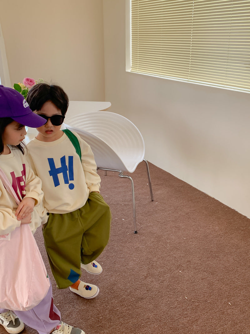 Round Neck Letter Baby Long Sleeve Western Pullover Brothers And Sisters Clothing