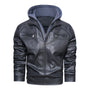 Men's Removable Hat Leather Coat Plus Size