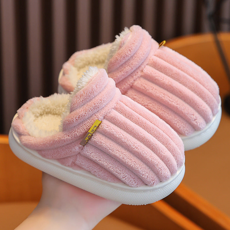 Children's Cotton Slippers Winter Baby Indoor Bag Heel Warm Plush Non-slip