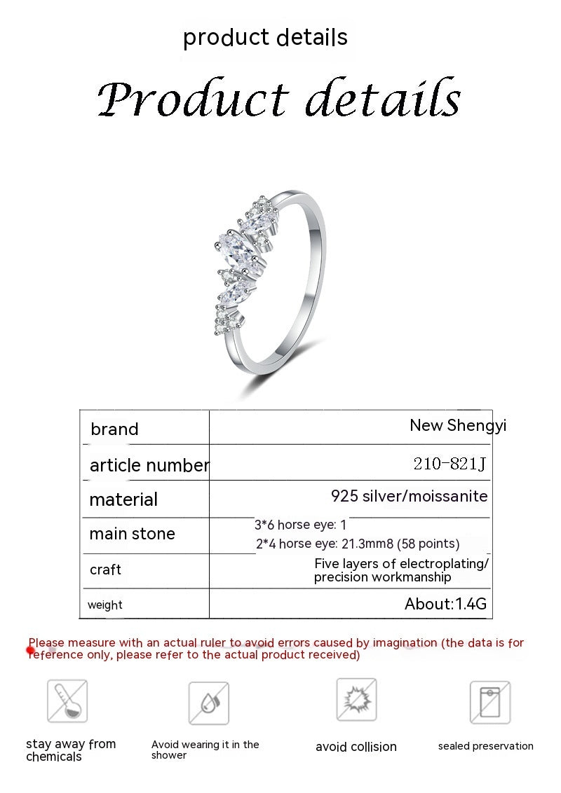 Women's 925 Sterling Silver Moissanite Ring