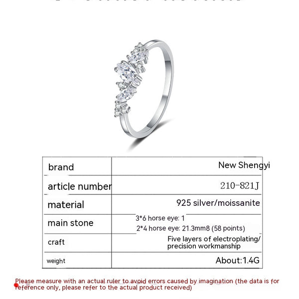 Women's 925 Sterling Silver Moissanite Ring