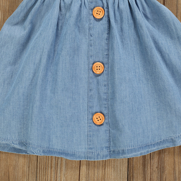 Children's Clothing Summer Young And Little Girls Dress Baby Girl Denim Sleeveless Strap Backless Dress