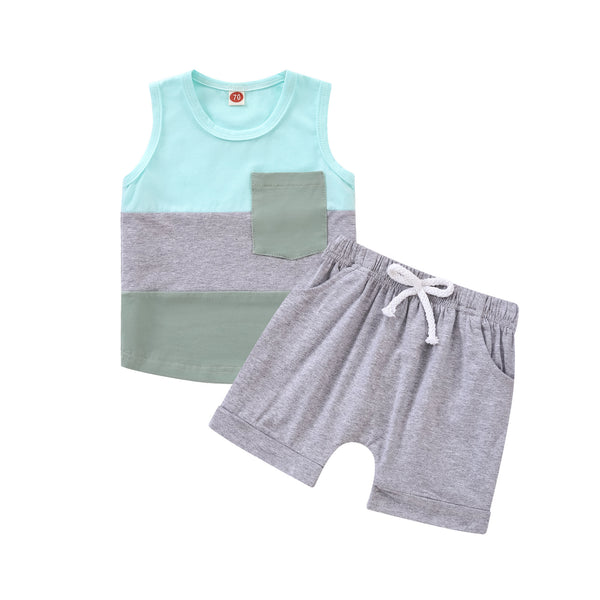 Short-sleeved Shorts Stitching Children's Suit