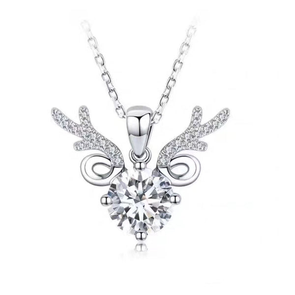 D Color Moissanite Fashion Cute Deer Pendant Exquisite Necklace