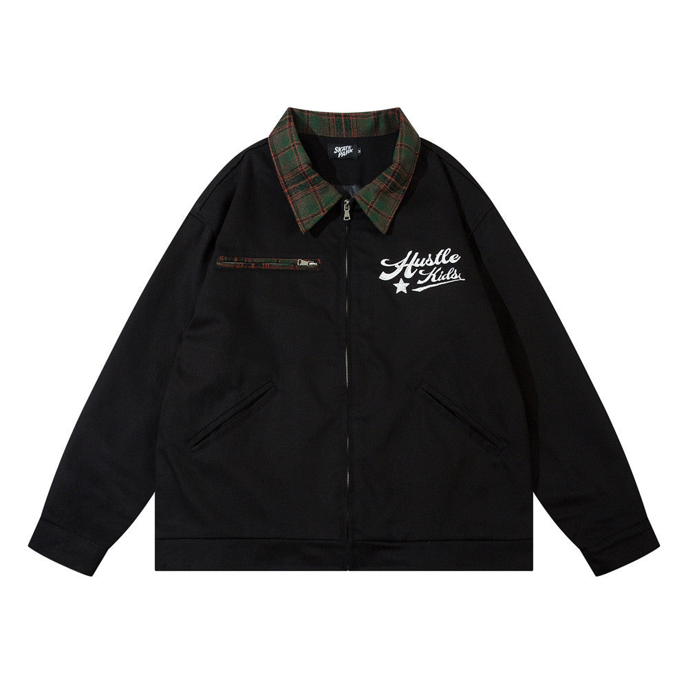 Embroidered Letters Loose Jacket Men