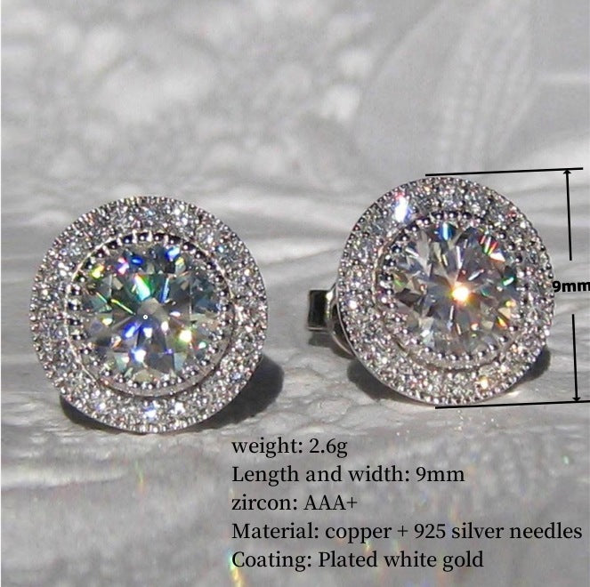 Zircon Ear Studs Full Diamond