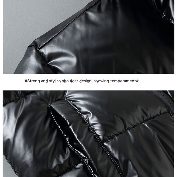 Winter Down Thick Bright Leather Cotton-padded Jacket