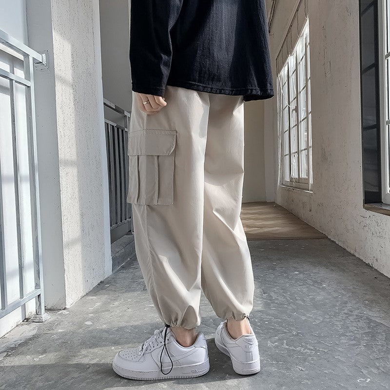 Mens Fashion Sports Casual Loose Fitting Wide Leg Trousers