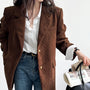 Retro Heavy Industry Metal Buckle Corduroy Suit Jacket