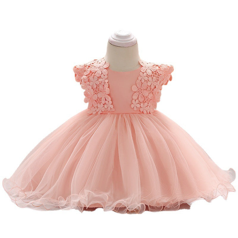 Flower Girl Baby Lace Crochet Princess Mesh Dress