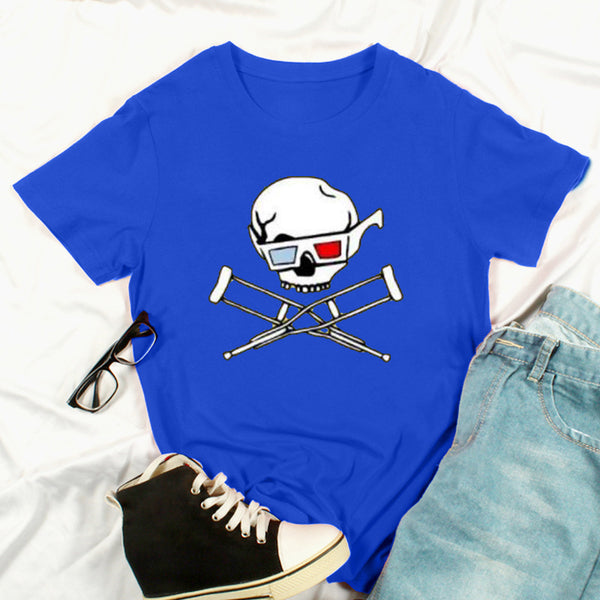 New Summer Skull Print Fashion Short-Sleeved T-Shirt Top