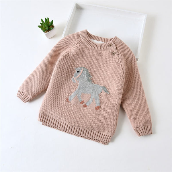 Girl's Baby Fleece-lined Thickened Pullover Sweater Fashionable Children's Clothing