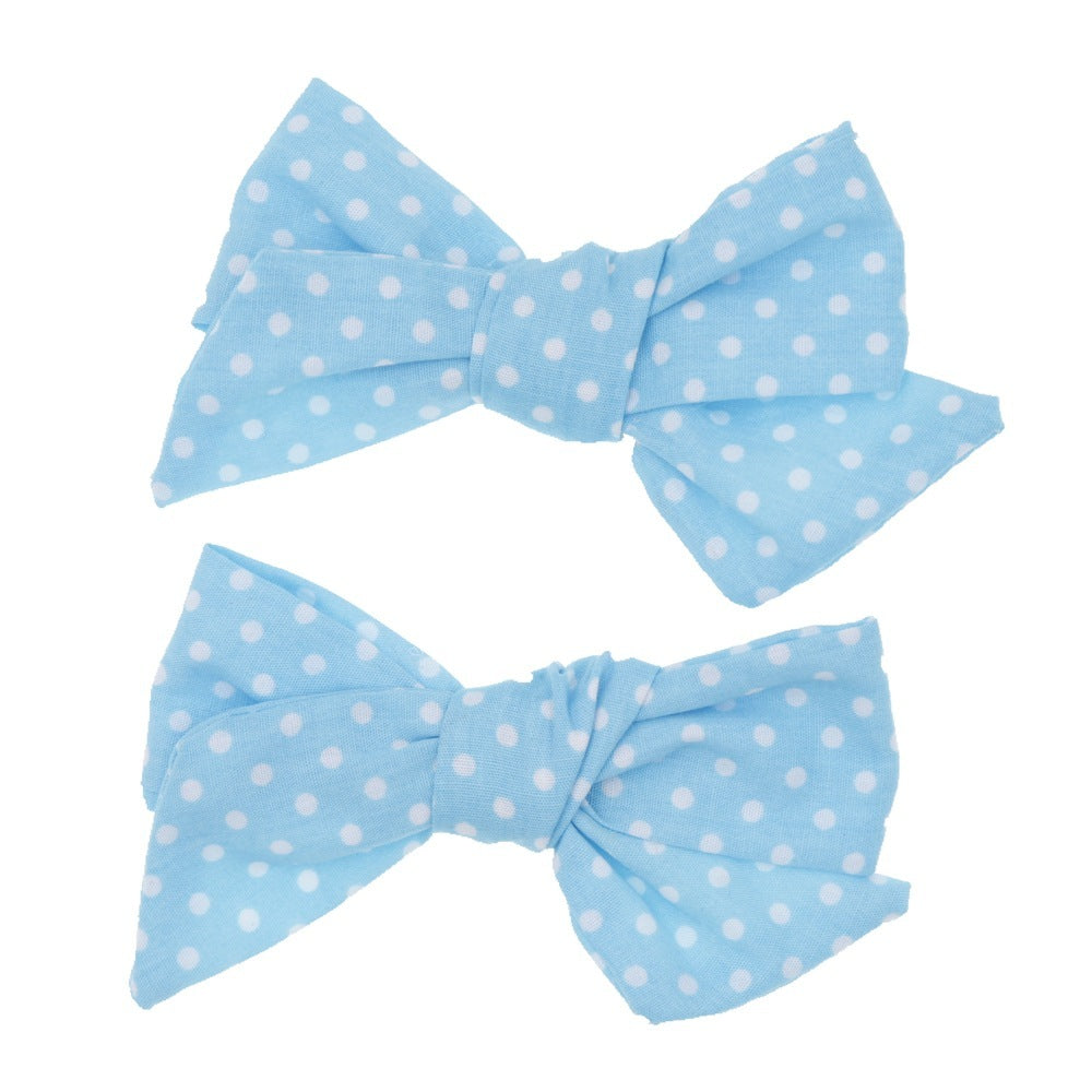 Baby Children's Cloth Soft Nylon Bow Barrettes Two-piece Set