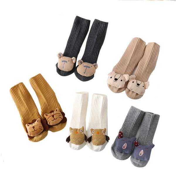 Baby Non-slip Room Socks Solidcolor Mid-calf Length Cartoon