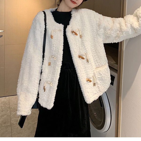 Lamb Wool Fur Coat For Women