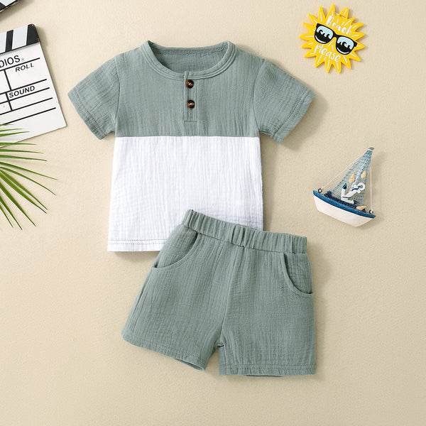 Baby's Multi-color Short Sleeve T-shirt Shorts Set