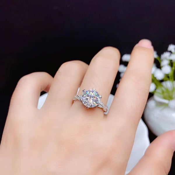 D Color Moissanite Ring Live Mouth Women's