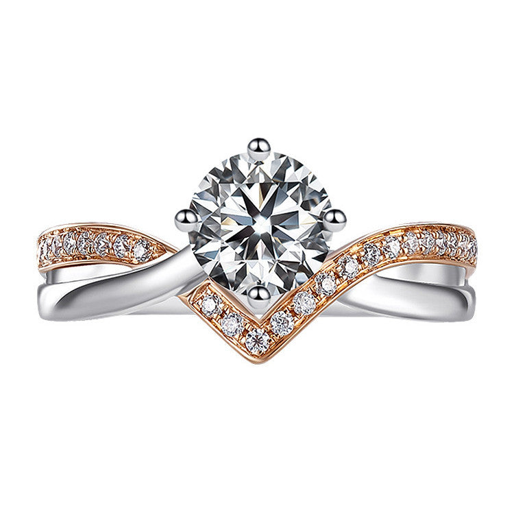 Women's V Crown Microset One Carat Moissanite Ring