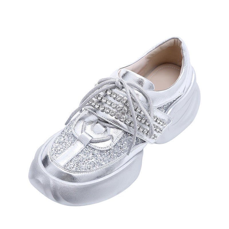 Cool Rhinestone Platform Daddy Shoes Middle Heel Fairy