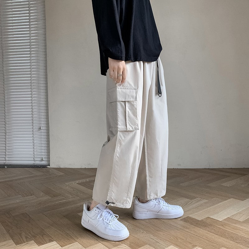 Mens Fashion Sports Casual Loose Fitting Wide Leg Trousers