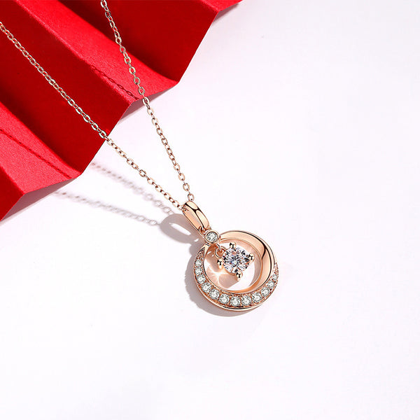 Women's Fashion Light Luxury 18K Rose Gold Moissanite Necklace