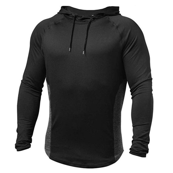 Men's T-shirt Outdoor Fitness Hooded T-shirt Men's Solid Color Sports Sweatshirt