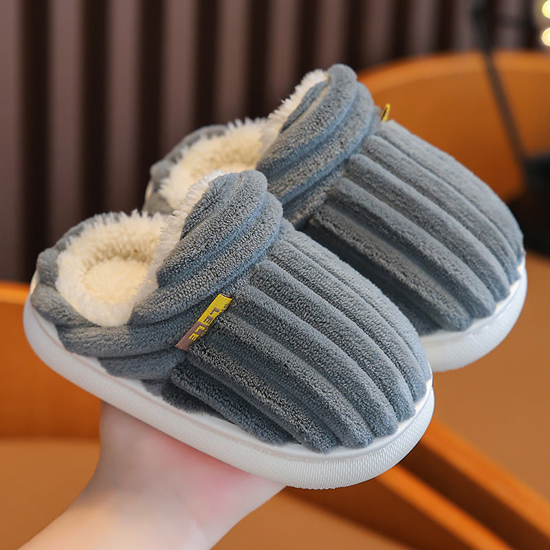 Children's Cotton Slippers Winter Baby Indoor Bag Heel Warm Plush Non-slip