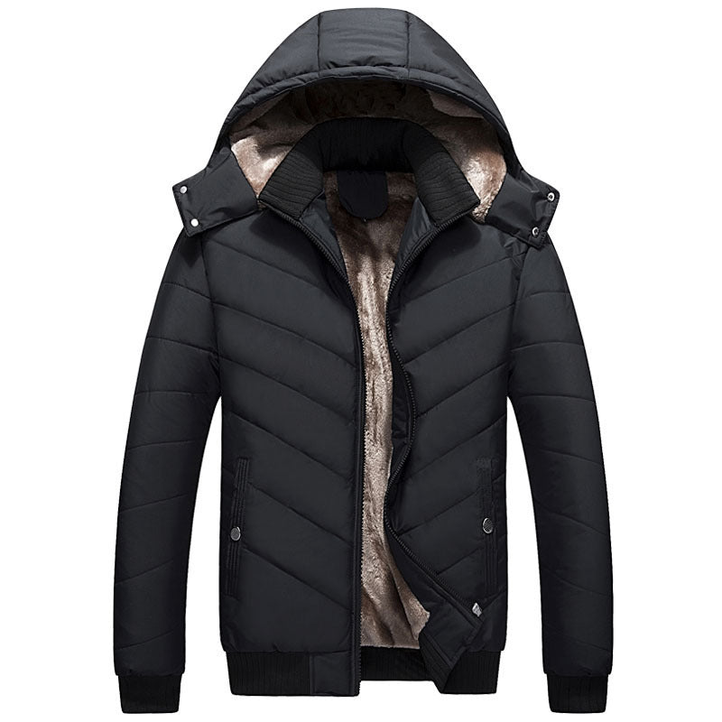 New Men's Hooded Fleece Padded Down Jacket